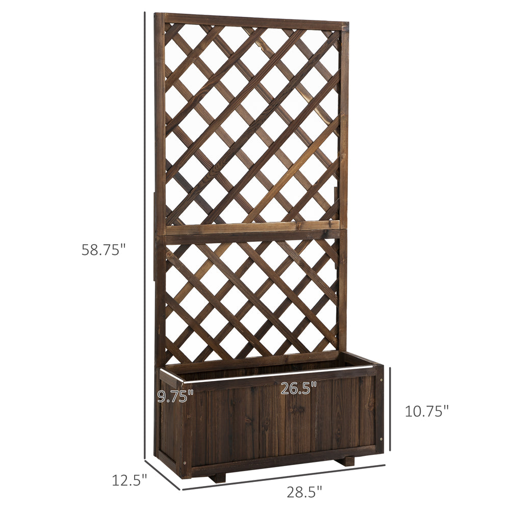 Garden Bed,Wooden Raised Garden Bed Planting Planter Box with Trellis and Drain Holes for Climbing Vine Plants Media 3
