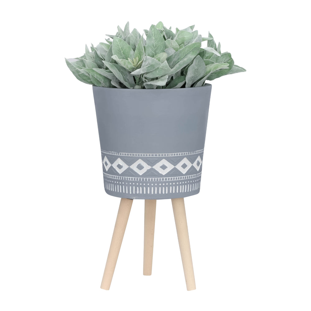 S/2 10/12' DIAMOND PLANTER W/ WOOD LEGS, GRAY (KD) Media 3