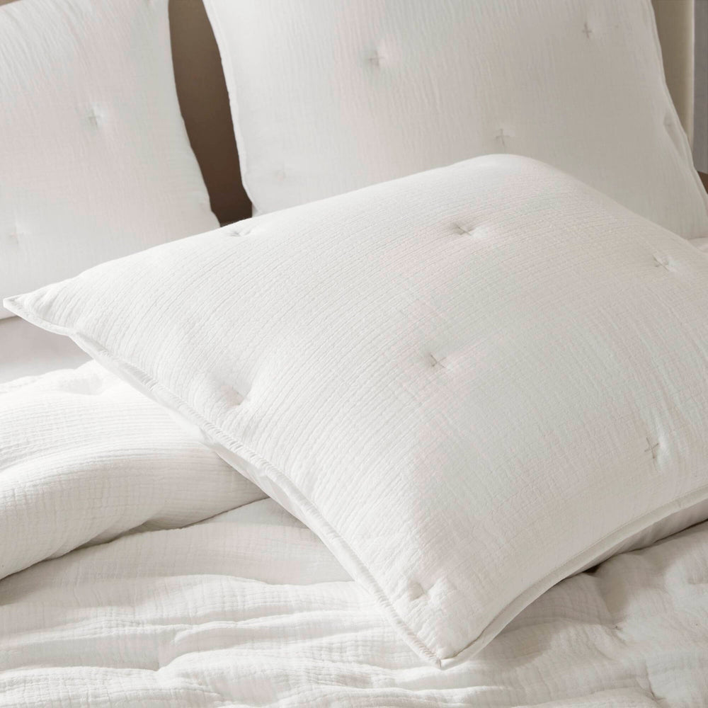 3-Piece Full/Queen Cotton  Embroidered Quilt Set,White Media 10
