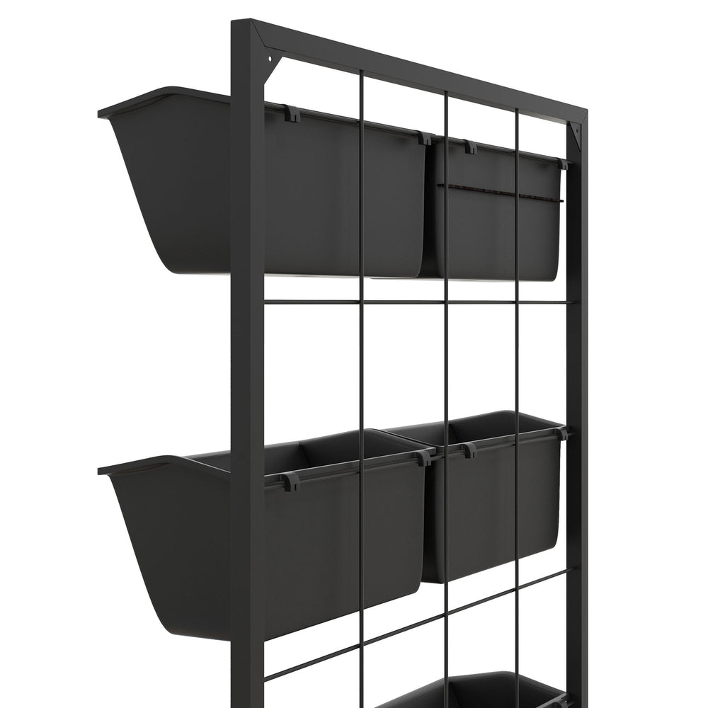 Outsunny 3-Tier Wall Planter with 6 Pots for Indoor and Outdoor Use, Hanging Plant Holder, Self Draining Wall Mounted Planter for Vegetables, Flowers, Herbs, Black Media 8