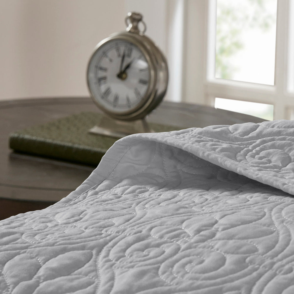 Reversible Bedspread Set Grey Queen Media 5