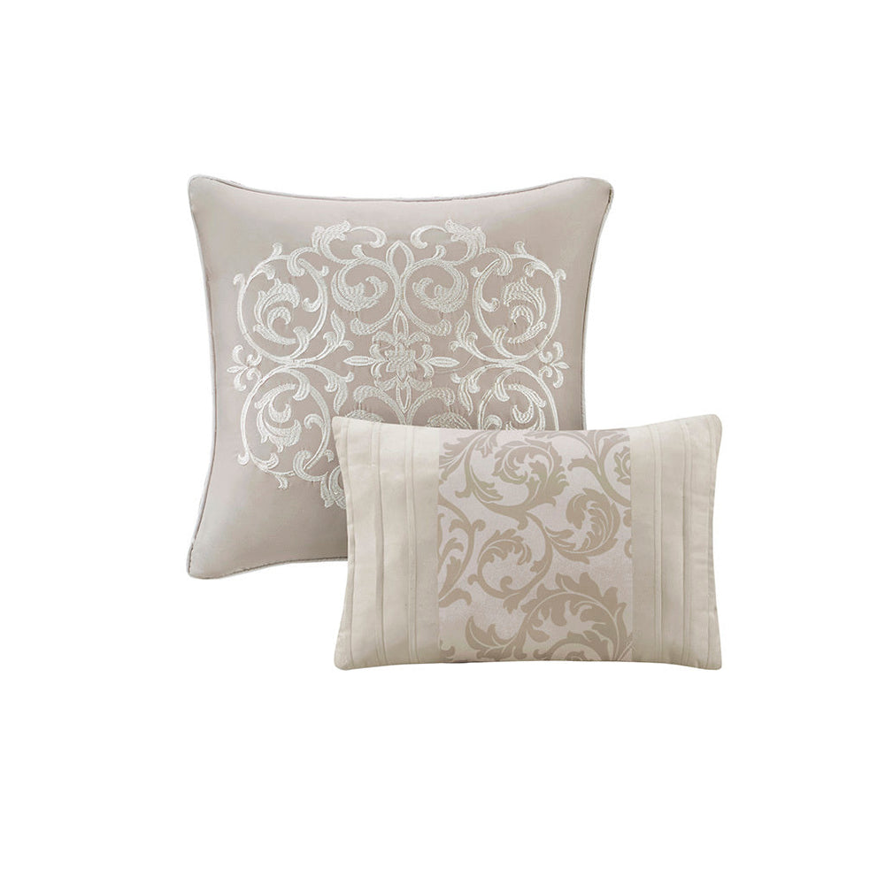 Embroidered 8 Piece Comforter Set Neutral King Media 3