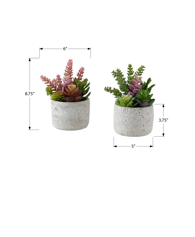 Artificial Plant, Set Of 2, 9' Tall, Succulent, Table, Grey Cement Pots, Contemporary, Modern
