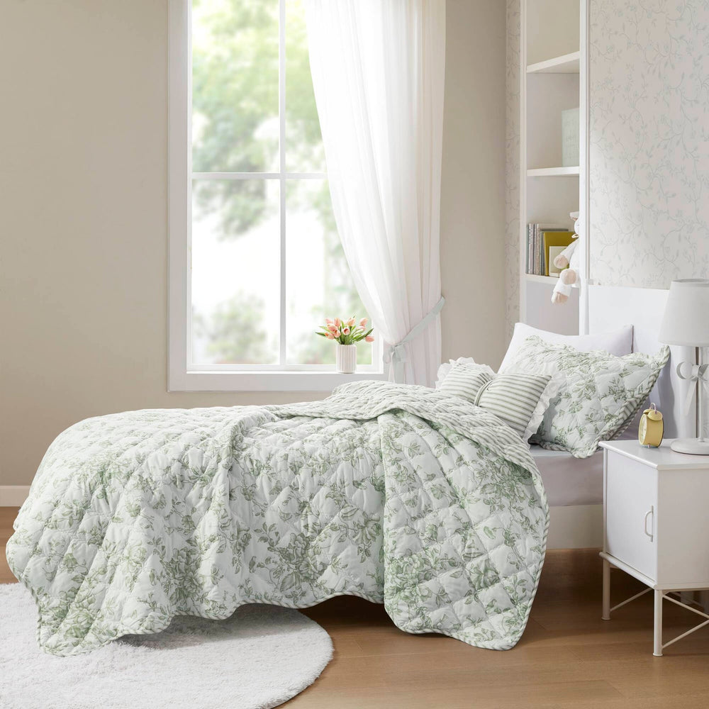 3 Pieces Twin/Twin XL Quilt Set with Decorative Pillow,Green Media 14