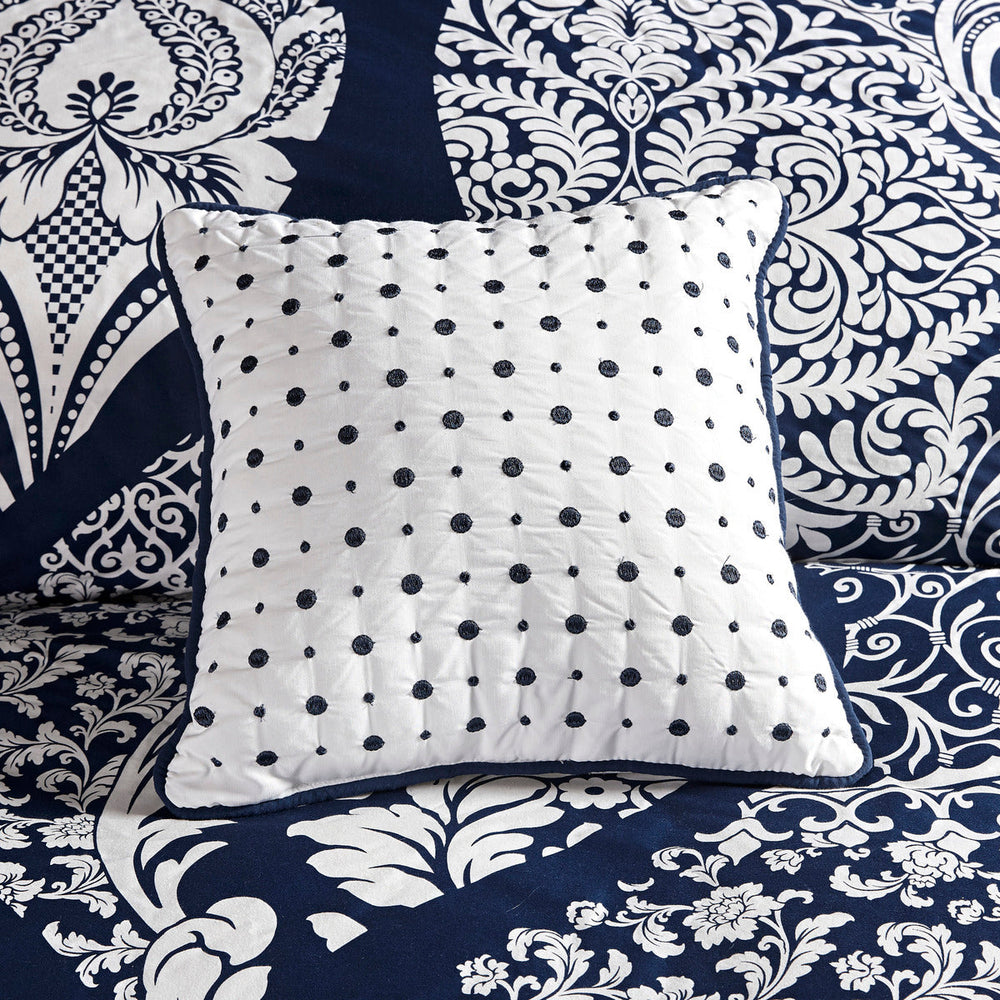 7 Piece Cotton Printed Comforter Set Indigo King Media 14