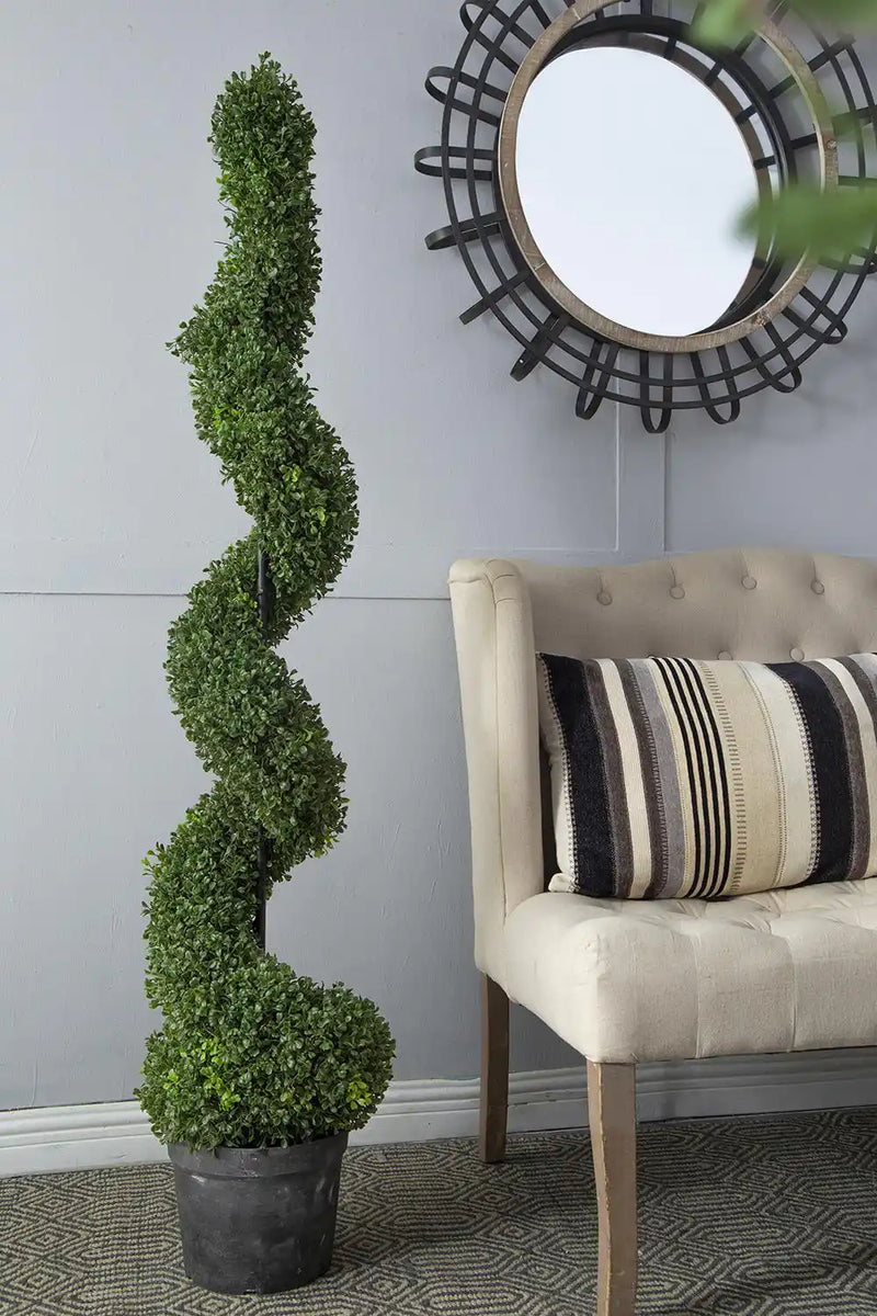 10.5x10.50x60' 5 Foot Tall Artificial Spiral Boxwood Topiary