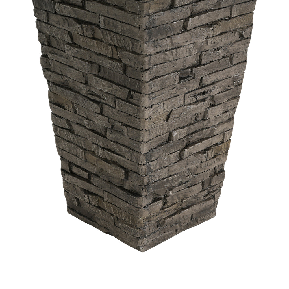 Tall Grey Stone-Effect MGO Planter - Indoor Outdoor Tall Square Plant Pot with Realistic Brick Texture, Weatherproof Heavy-Duty Container for Trees, Shrubs & Large Plants Media 12