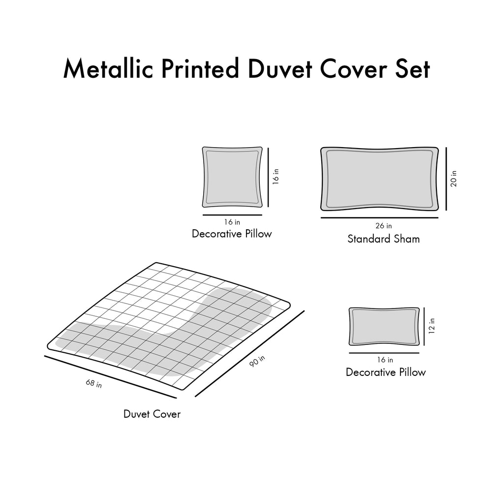 Twin/Twin XL Metallic Printed Duvet Cover Set Media 16