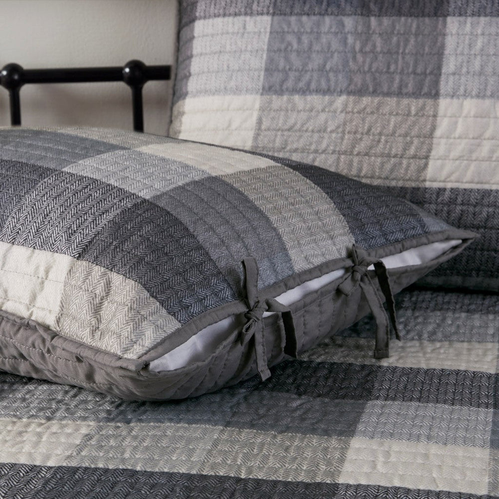 6 Piece Reversible Plaid Daybed Cover Set Grey Daybed Media 20