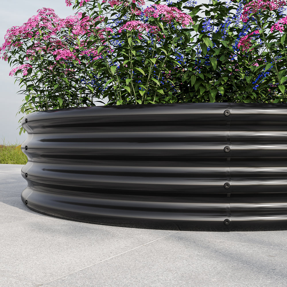 2PCS 47.24*11.4' Tall Round Raised Garedn Bed,Metal Raised Beds for Vegetables, Outdoor Garden Raised Planter Box, Backyard Patio Planter Raised Beds for Flowers, Herbs, Fruits Black Media 3