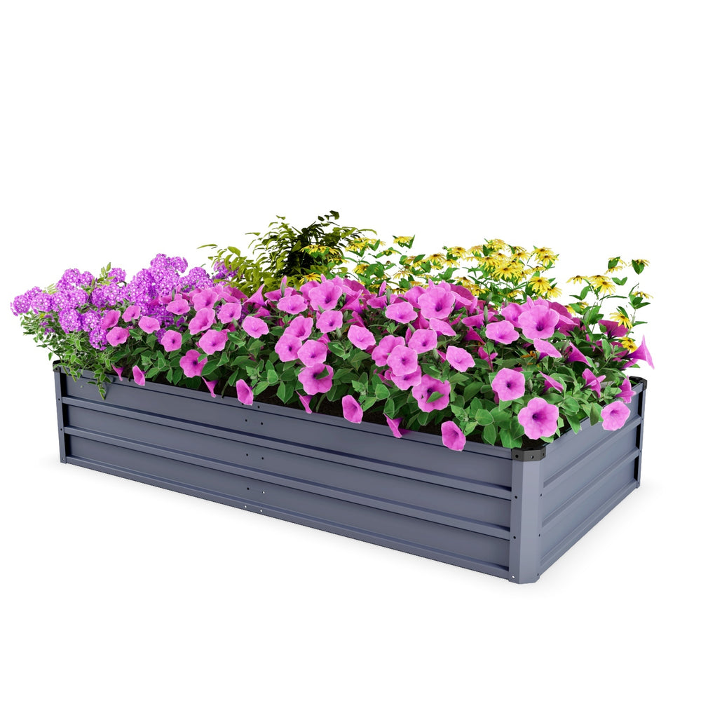 6x3x1 ft large Garden Bed, Grey Color Rectangular Galvanized Metal Outdoor Garden Bed, Suitable for Backyard Ground Gardens for Growing Plants, Vegetables and Flowers. Media 13