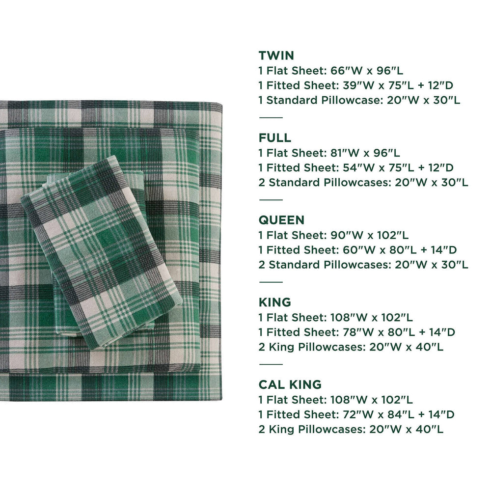 4 PCS Twin Sheet Set Green Plaid Media 6