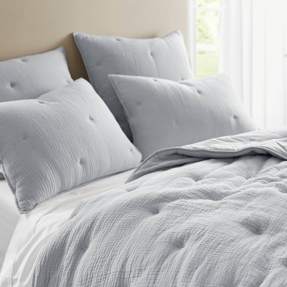 3-Piece King Cotton  Embroidered Quilt Set,Blue Media 2