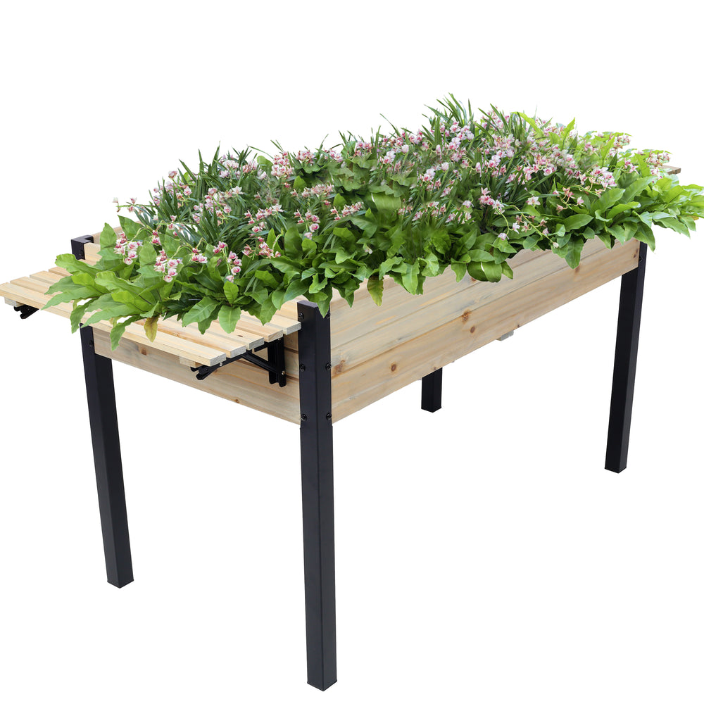 Raised Garden Bed, Metal Leg Wood Planter Boxes with Folding Storage Shelf,Elevated Planter Box for Growing Fresh Herbs, Vegetables, Flowers Great for Outdoor Patio, Deck, Balcony Media 20