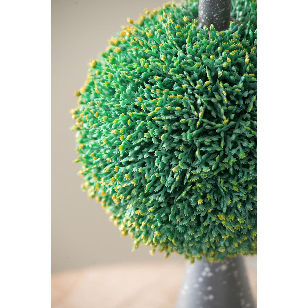 D7x26.5' Artificial Two-Tiered Boxwood Sphere Topiary on Metal Spire Media 3