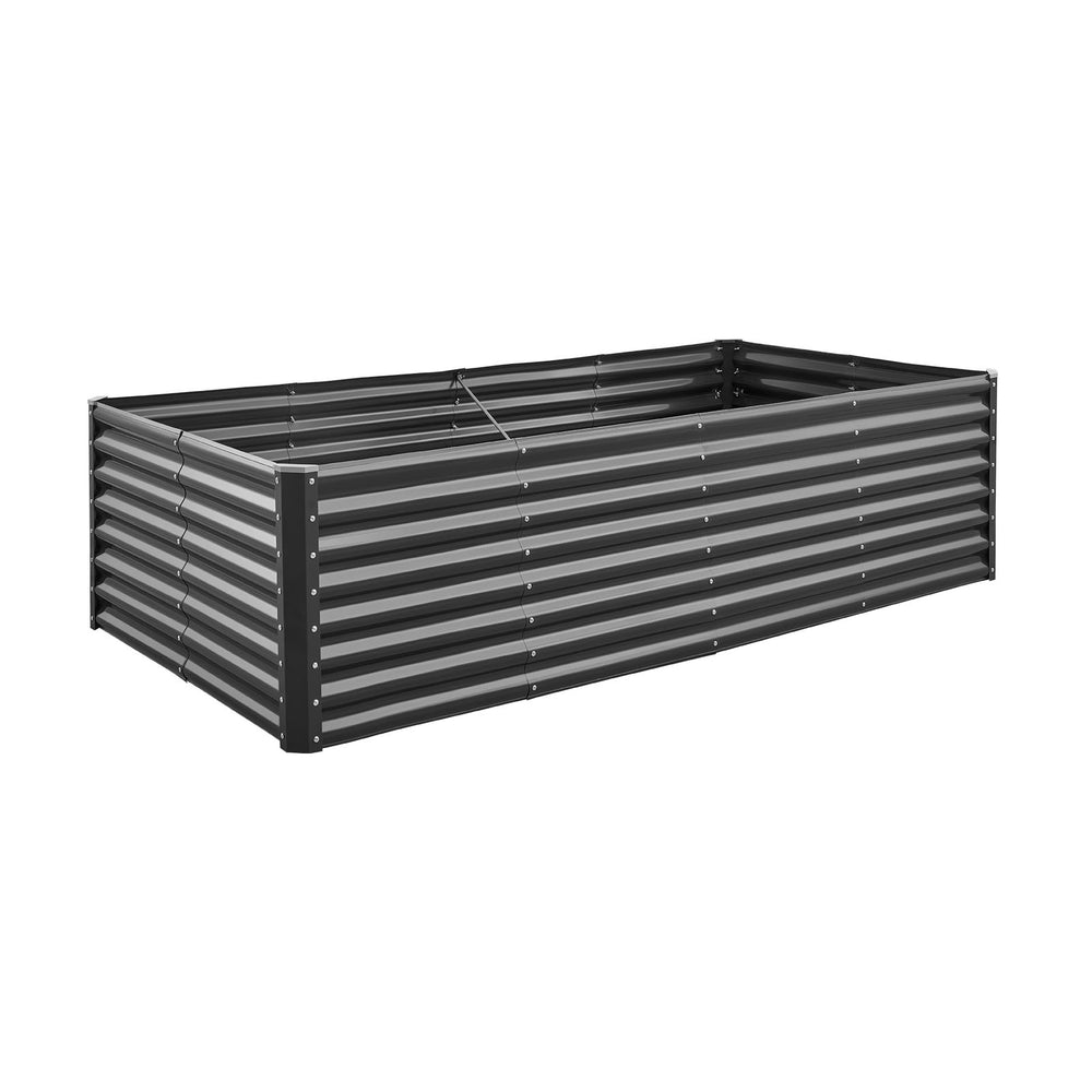 Metal Raised Garden Bed, 8 x 4 x 2 ft Outdoor Galvanized Planter Garden Box, Open Bottom Design, Large Planter Raised Bed for Growing Vegetables, Flowers, Herbs, and Succulents, Dark Gray Media 4