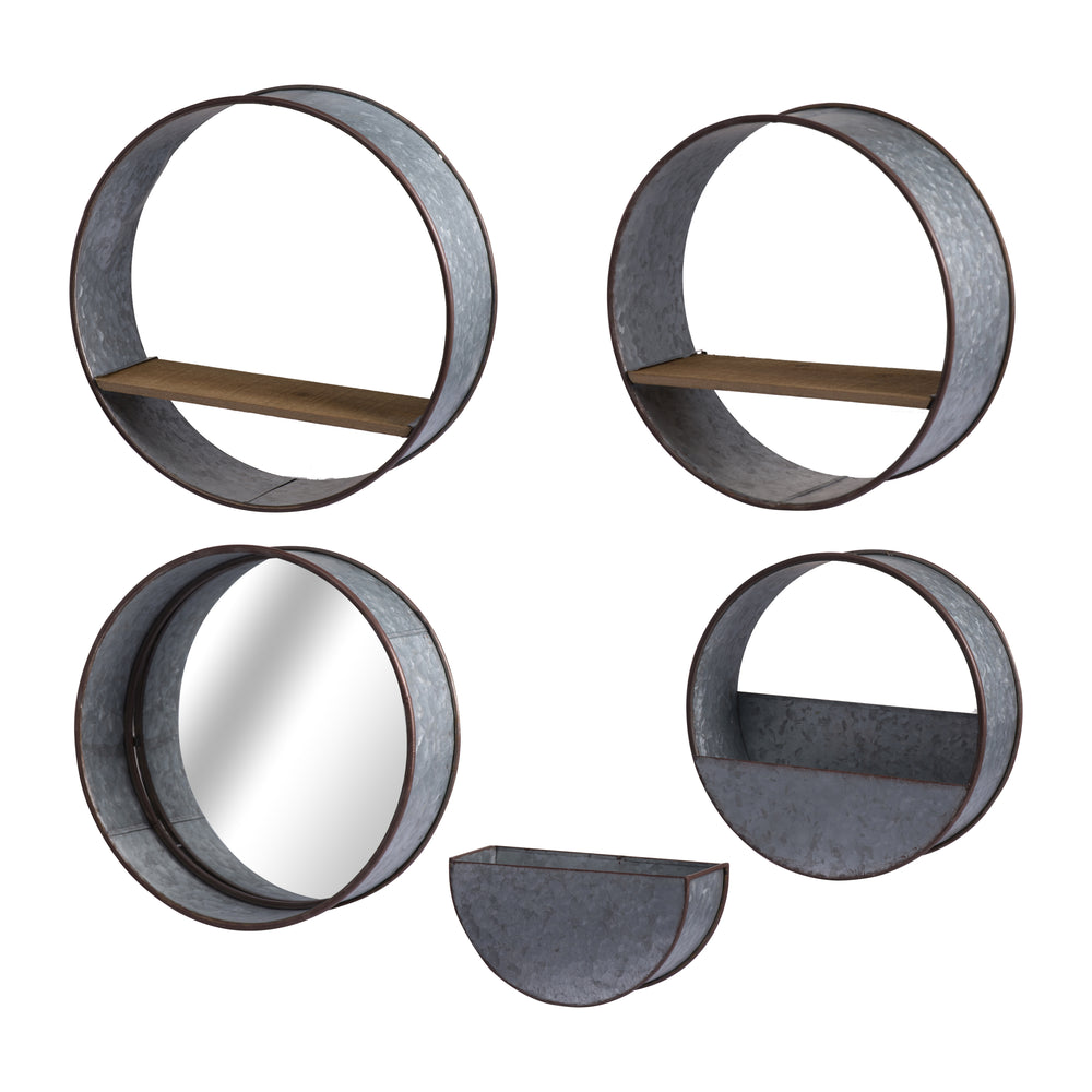 Farmhouse Round Metal Wall Planter, 5 Piece Media 2