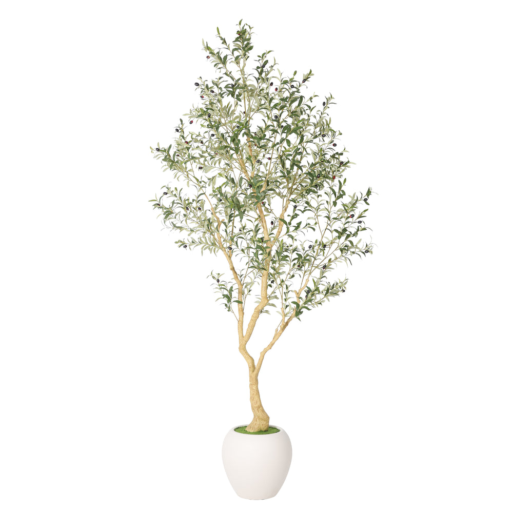 8.2FT Artificial Olive Tree With Big Decorative White Pot, Tall Indoor & Covered Outdoor Decorative Tree, 1pc/set Media 5