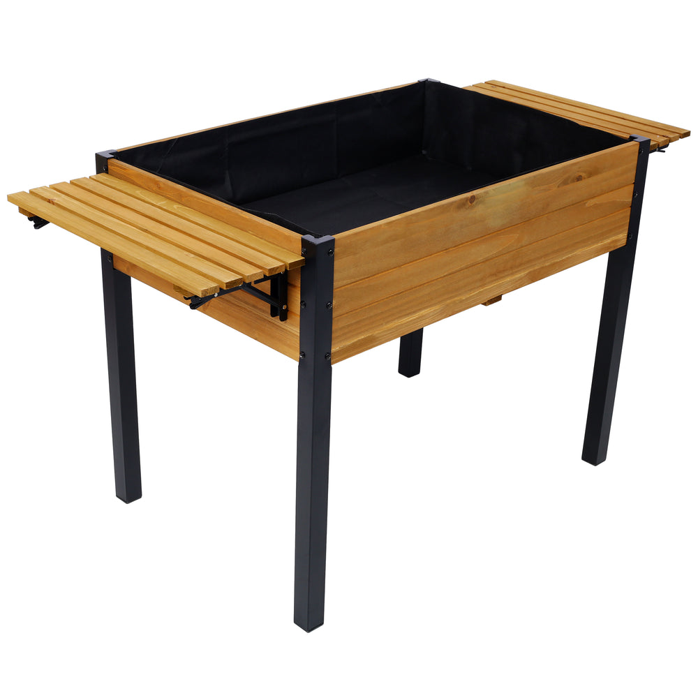 Raised Garden Bed, Metal Leg Wood Planter Boxes with Folding Storage Shelf,Elevated Planter Box for Growing Fresh Herbs, Vegetables, Flowers Great for Outdoor Patio, Deck, Balcony Media 8