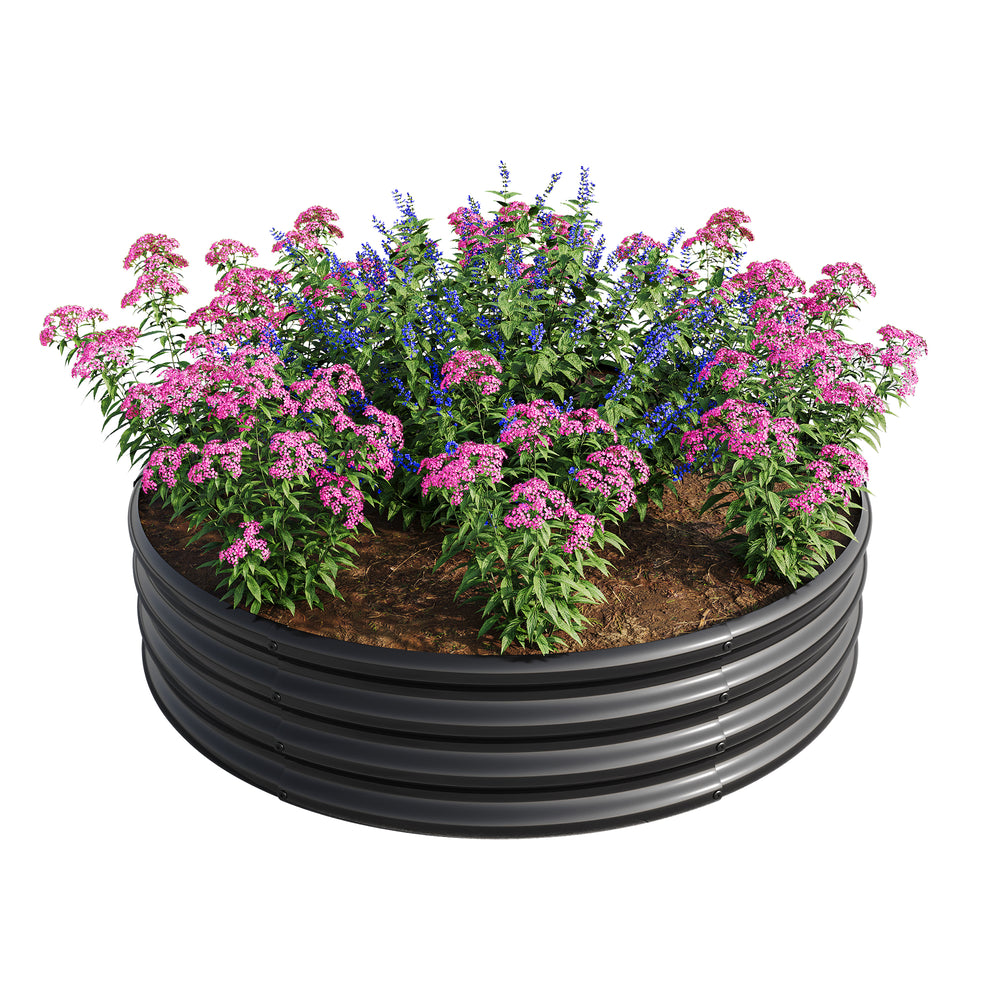 2PCS 47.24*11.4' Tall Round Raised Garedn Bed,Metal Raised Beds for Vegetables, Outdoor Garden Raised Planter Box, Backyard Patio Planter Raised Beds for Flowers, Herbs, Fruits Black Media 6