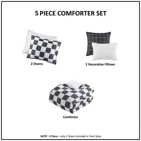 Twin/Twin XL Checkered Comforter Set Media 10