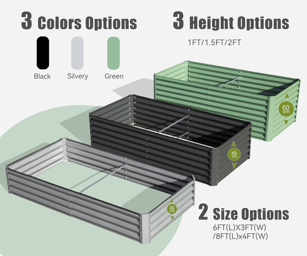 6x3x1ft Galvanized Raised Garden Bed, Outdoor Planter Garden Boxes Large Metal Planter Box for Gardening Vegetables Fruits Flowers,Gray Media 7