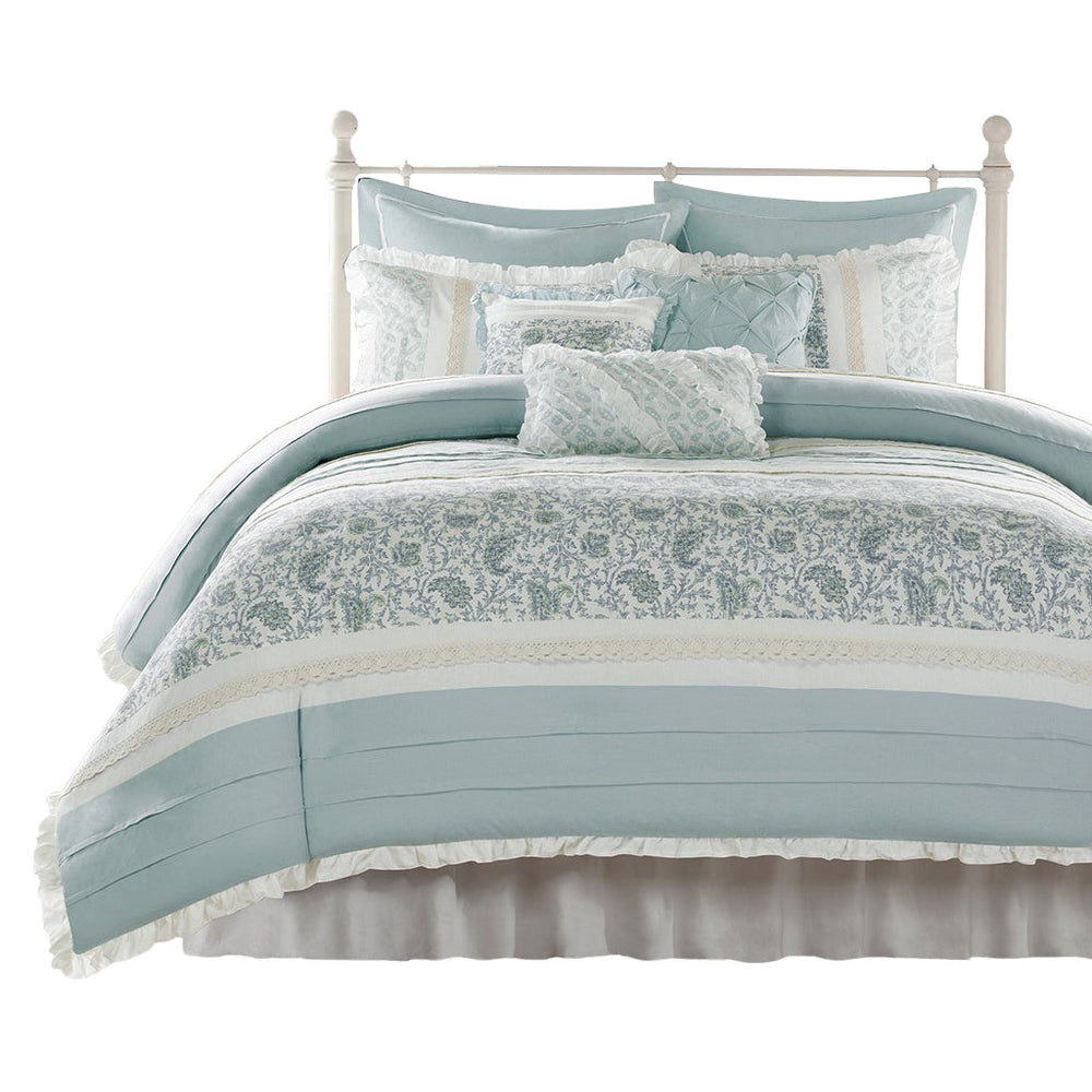 Cal King 9 Piece Cotton Percale Duvet Cover Set Media 6