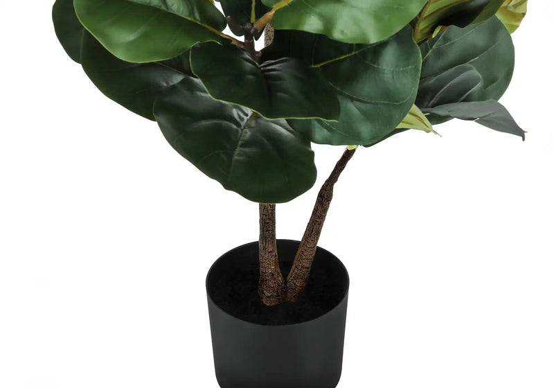 Artificial Plant, 49' Tall, Fiddle Tree, Indoor, Faux, Fake, Floor, Greenery, Potted, Real Touch, Decorative, Green Leaves, Black Pot