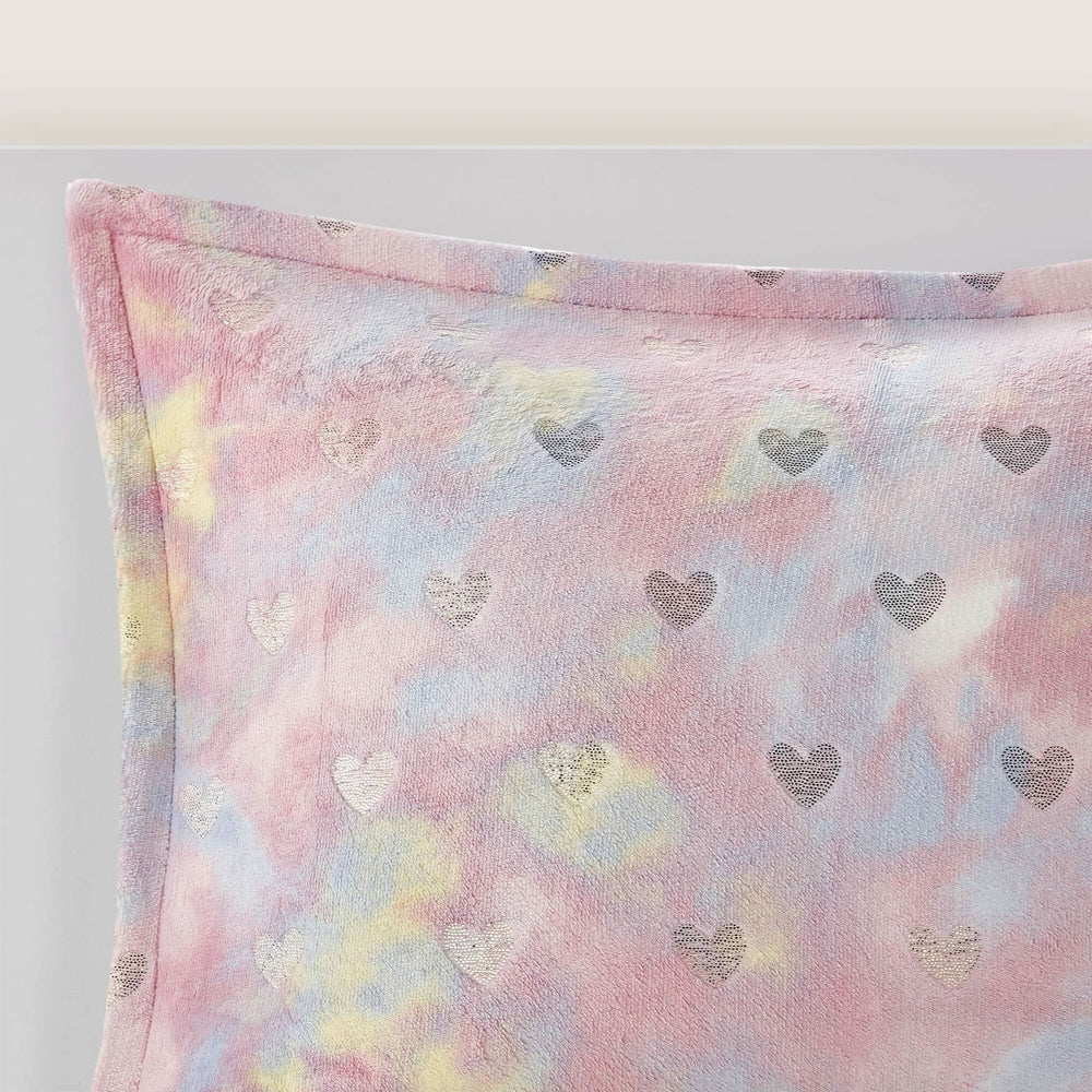 Plush Comforter Set Metallic Print & Throw Pillow Included Full Queen Media 8