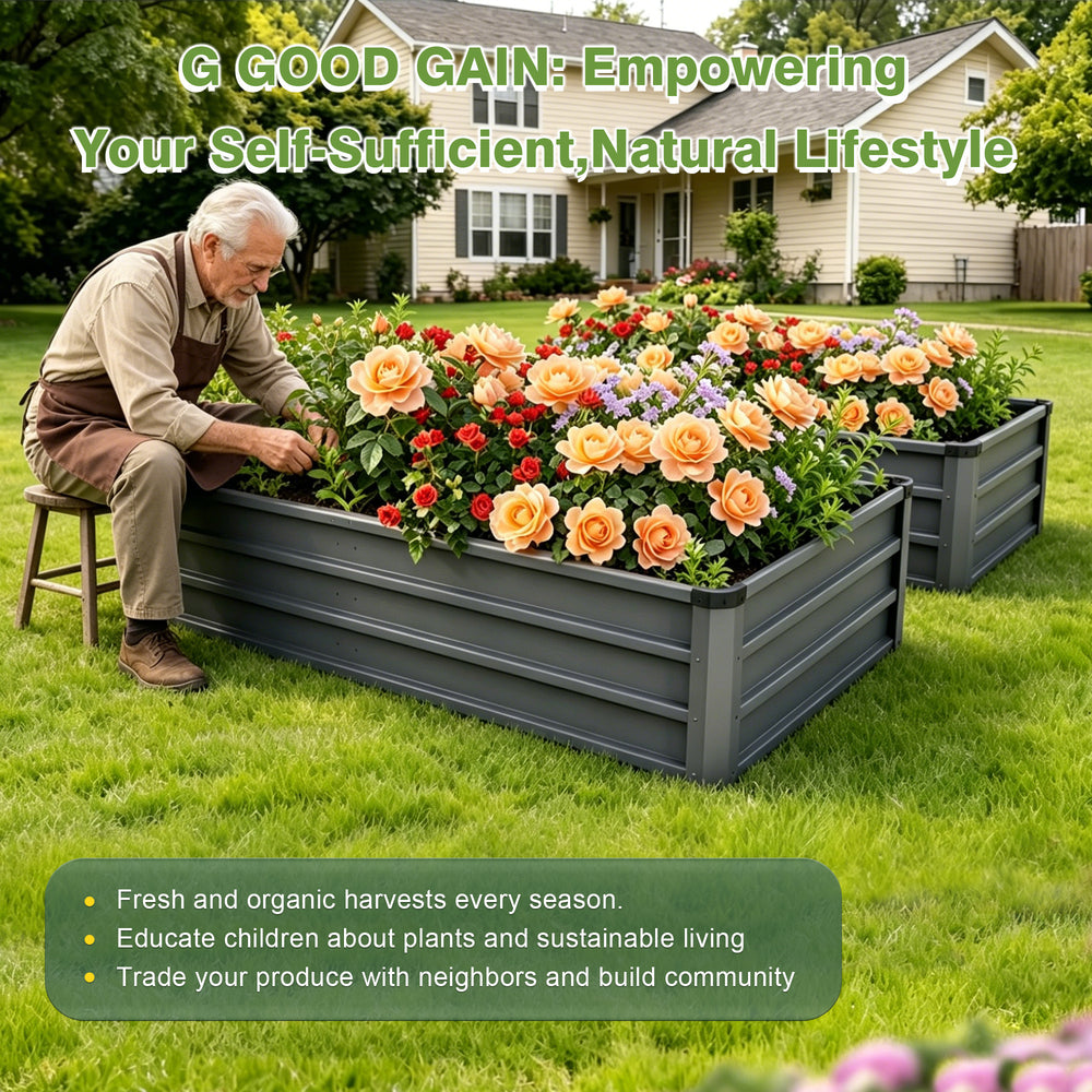 6x3x1 ft 2 pcs large Garden Bed Kit, Grey Galvanized Metal Outdoor Garden Boxes, Suitable for Outdoor Ground Gardens for Growing Plants, Vegetables Flowers Herb Media 5