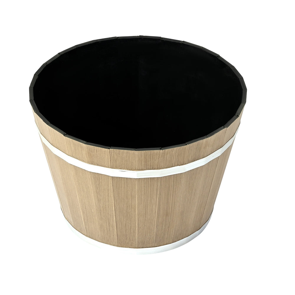 Resin Whiskey Barrel Planter Garden Flower Plant Pot 11.81 x 11.81 x 8.27 in Media 3