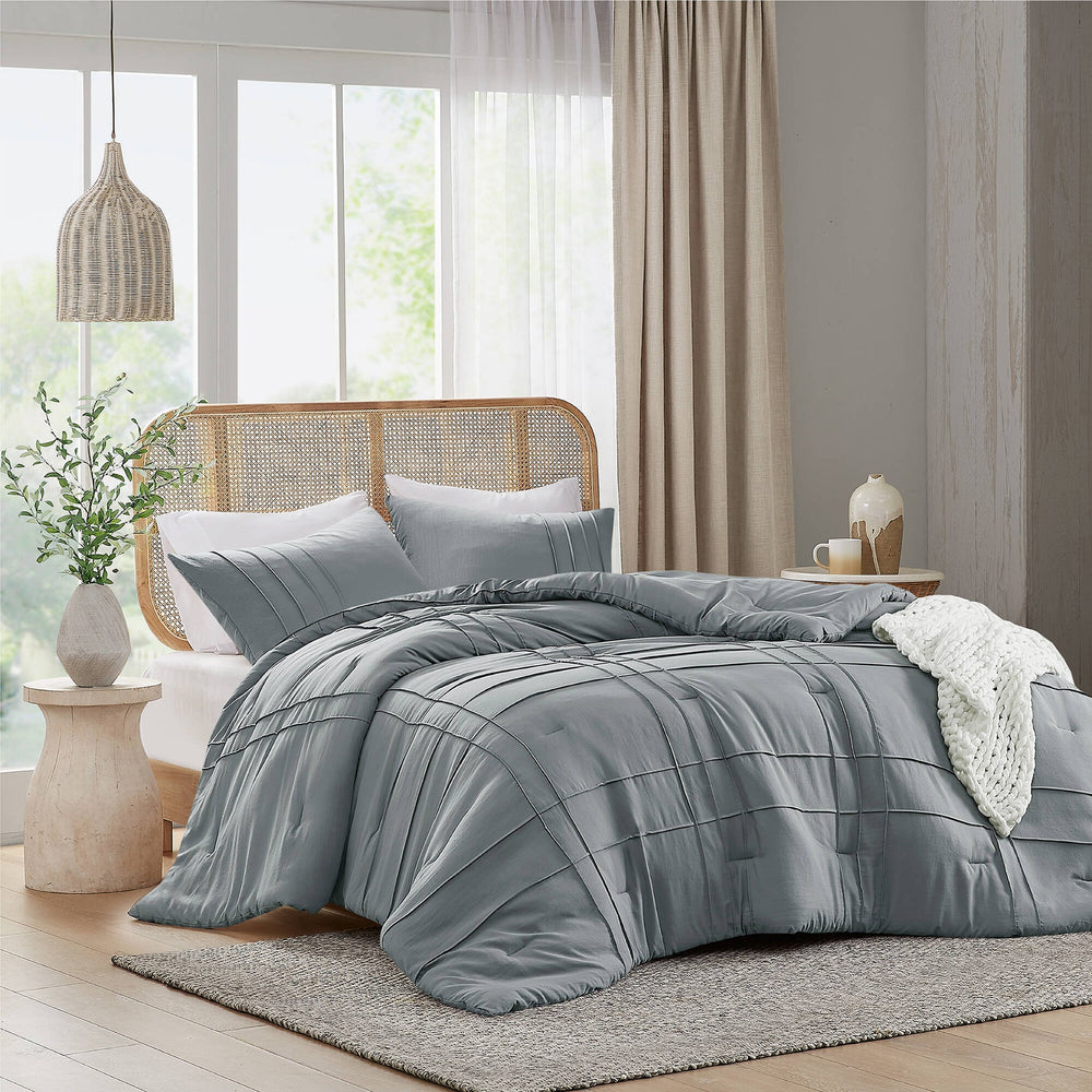 2-Piece Twin/Twin XL Soft Washed Pleated Comforter Set Media 3