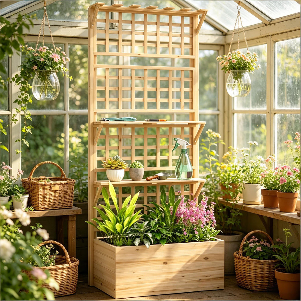 Garden Elevated Planter Box,Wooden Raised Garden Bed,Planter Box Media 3