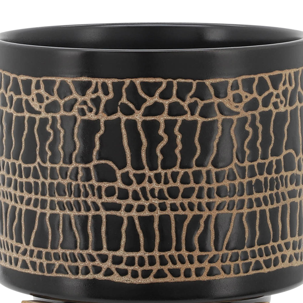 S/2 5/8' GLAZED PLANTER W/ STAND, BLACK Media 7
