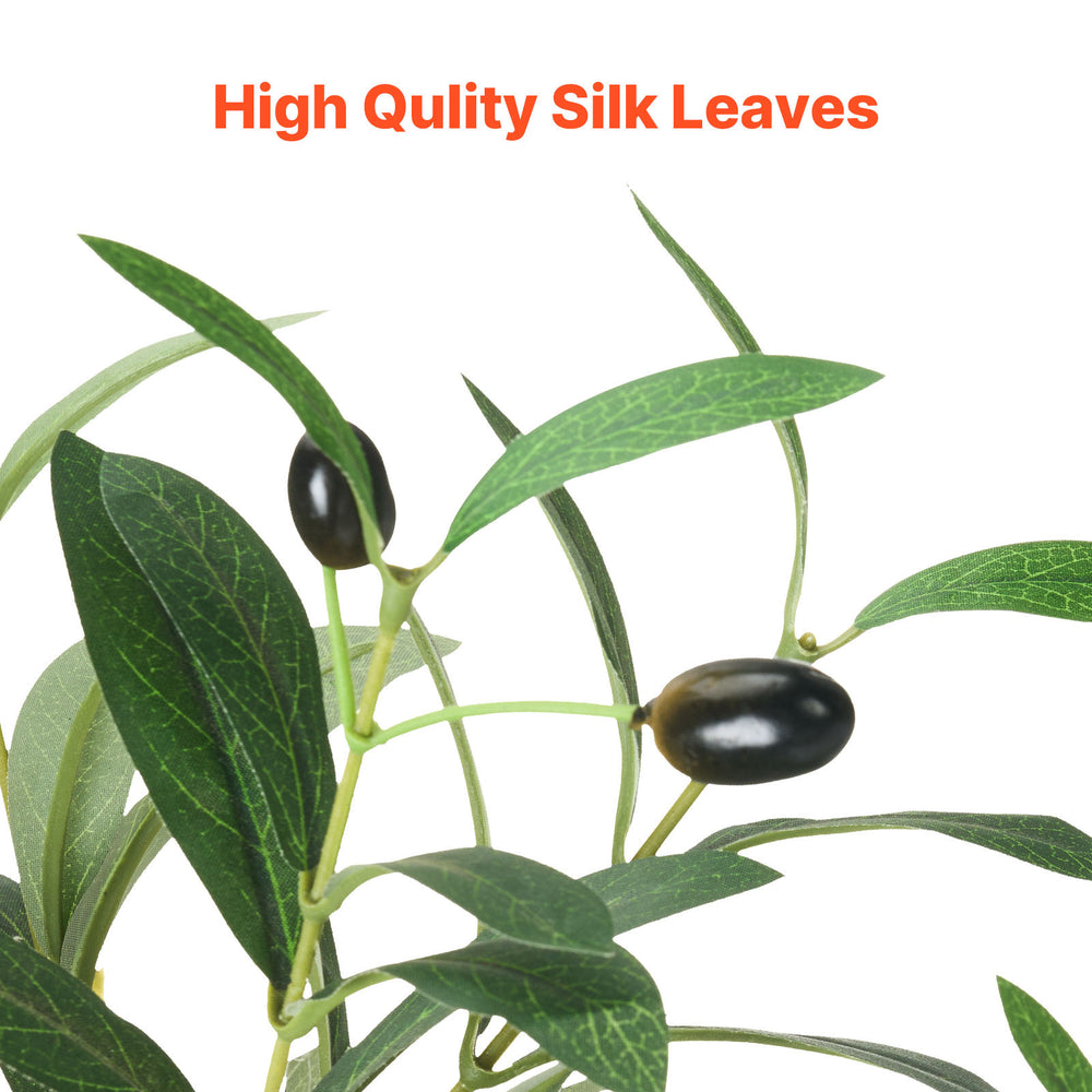 7FT Artificial Olive Tree Tall Fake Plant with Black Pot for Home Office Use Media 7