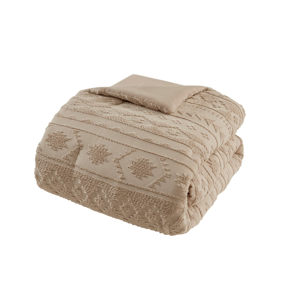 3 PCS Full/Queen Chenille Oversized Comforter Set Tan Media 14
