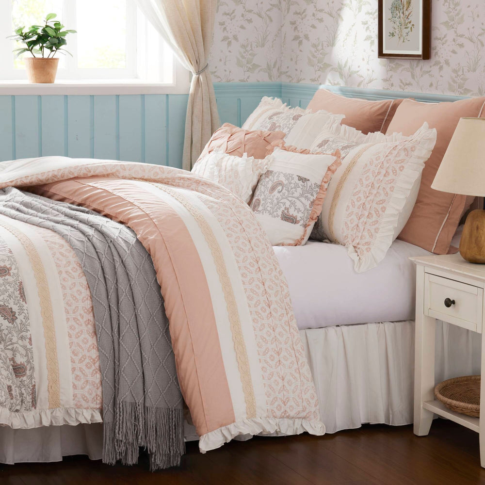 9 Piece Cotton Percale Comforter Set Blush Cal King Media 18