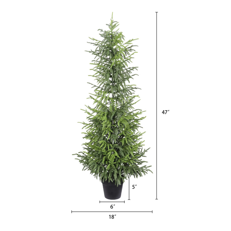 4' Artificial Real Touch  Pine Tree in Black Plastic Pot, 2pc/set