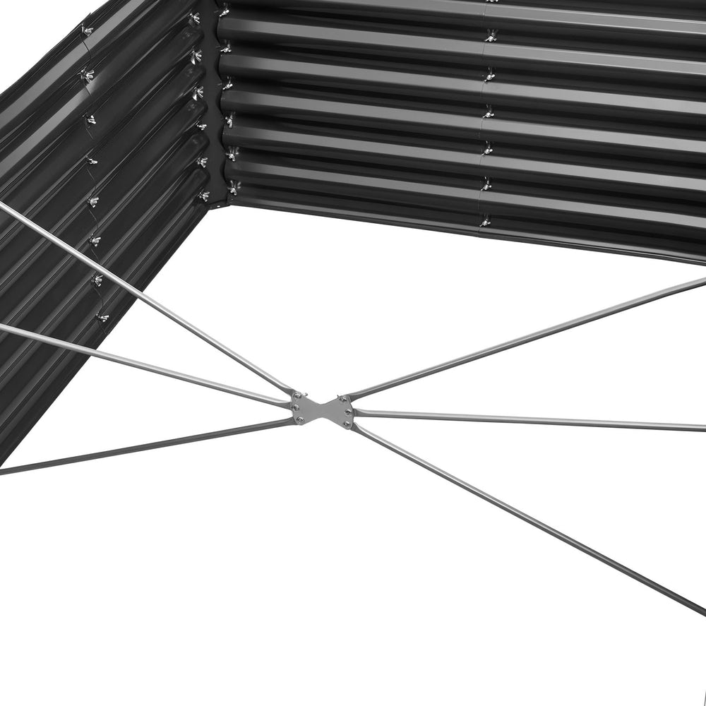 Metal Raised Garden Bed, 8 x 4 x 2 ft Outdoor Galvanized Planter Garden Box, Open Bottom Design, Large Planter Raised Bed for Growing Vegetables, Flowers, Herbs, and Succulents, Dark Gray Media 6