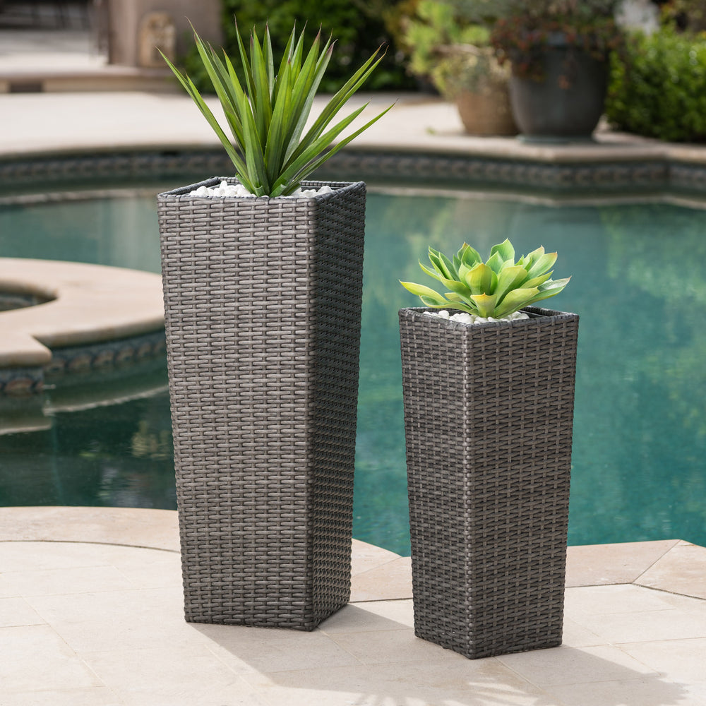 Rattan FLOWER POT - GREY Media 1
