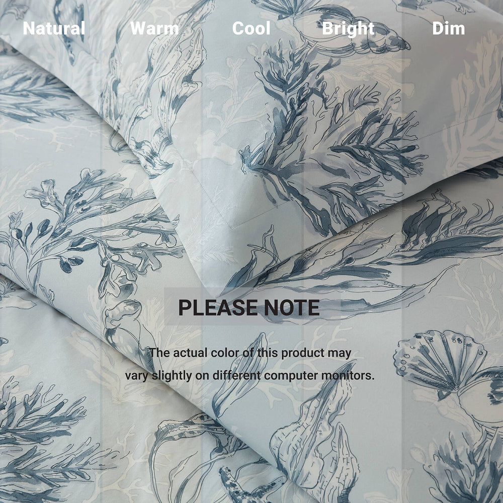 3-Piece Full/Queen 100% Cotton Sateen Duvet Cover Set,Navy/Blue Media 4