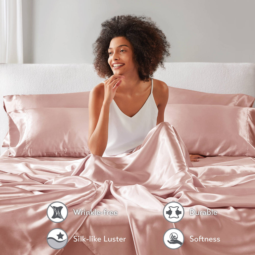 4 PCS Twin Luxury Sheet Set Blush Media 10