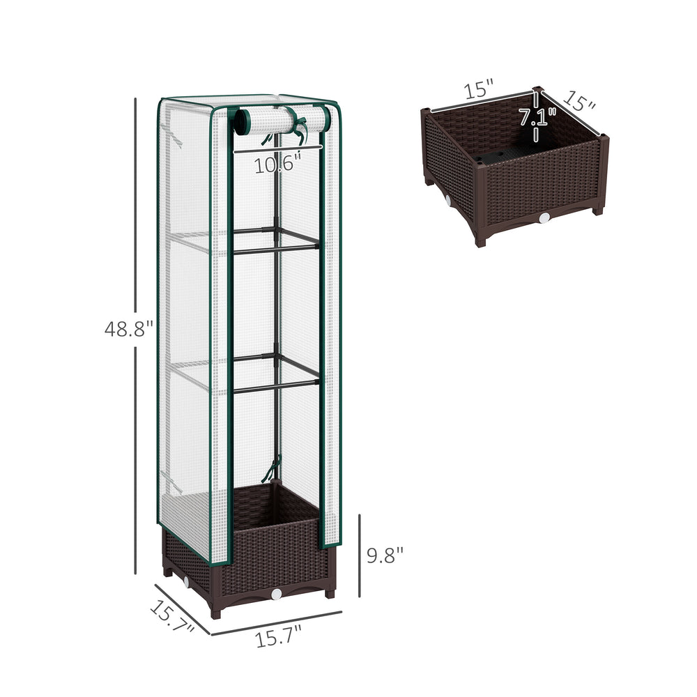 Portable Outdoor Plant Box,Garden Bed with Trellis,with Cover,Drainage Holes and Zipper Door Media 3