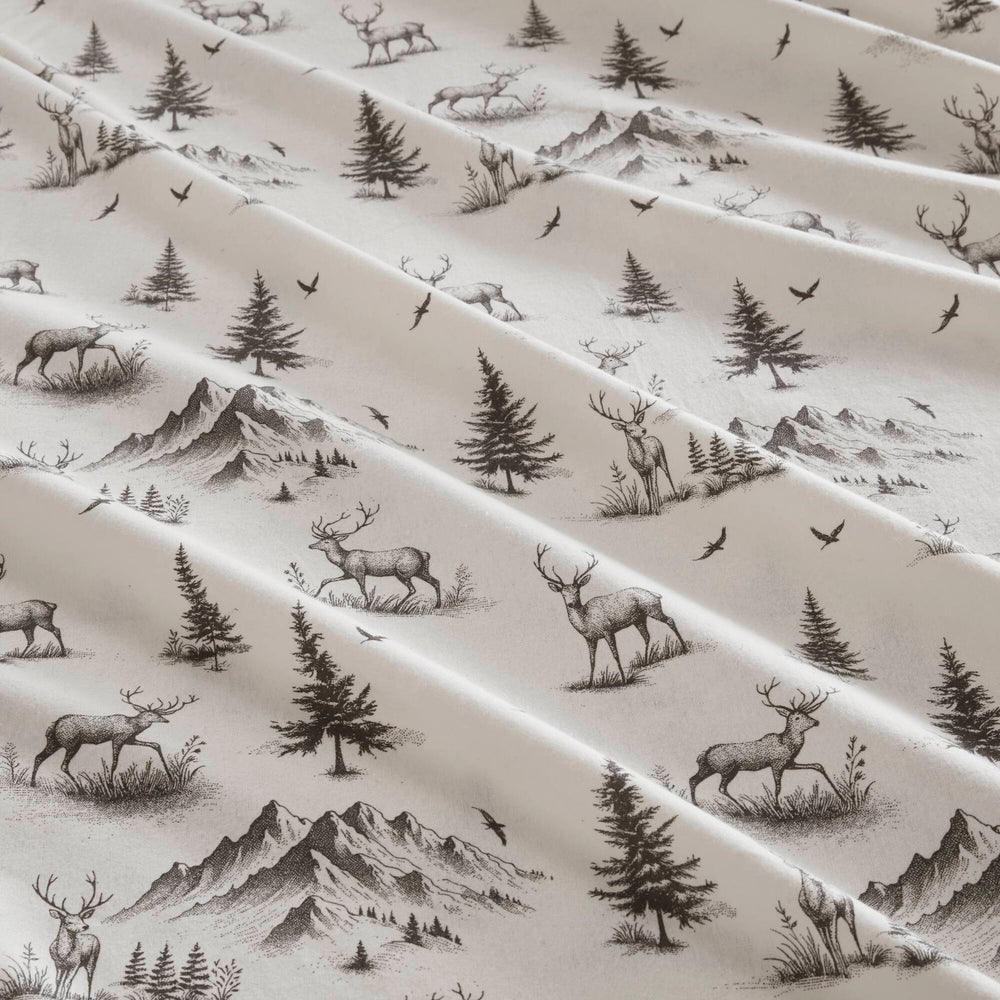 4 PCS King Sheet Set Gray Deer Toile Media 18