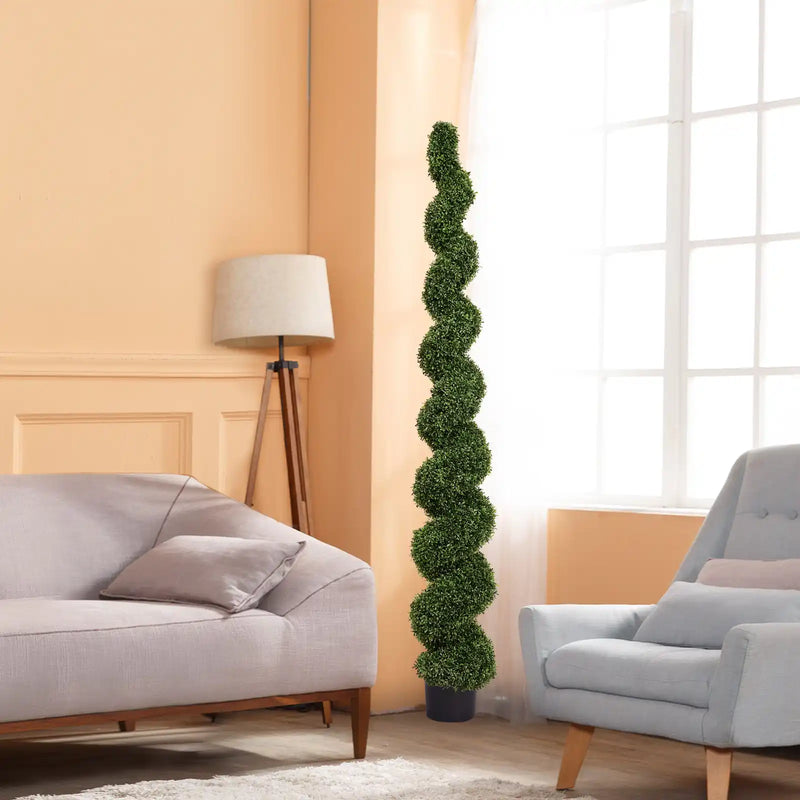 Topiary Bonsai Artificial Spiral Tree Plant Outdoor UV Resistant Plastic Boxwood 210cm Green