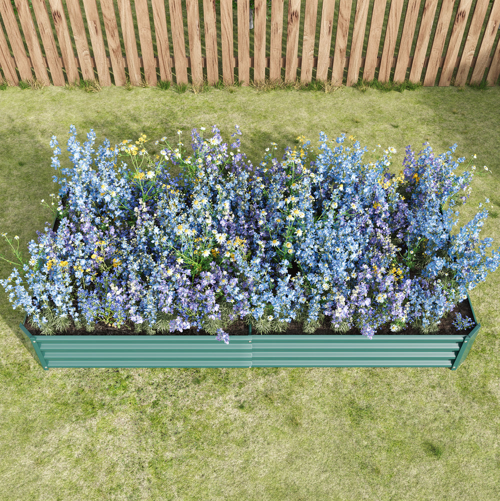 2PCS Green 8×4×1ft Metal Raised Rectangle Garden Planter Beds Media 2