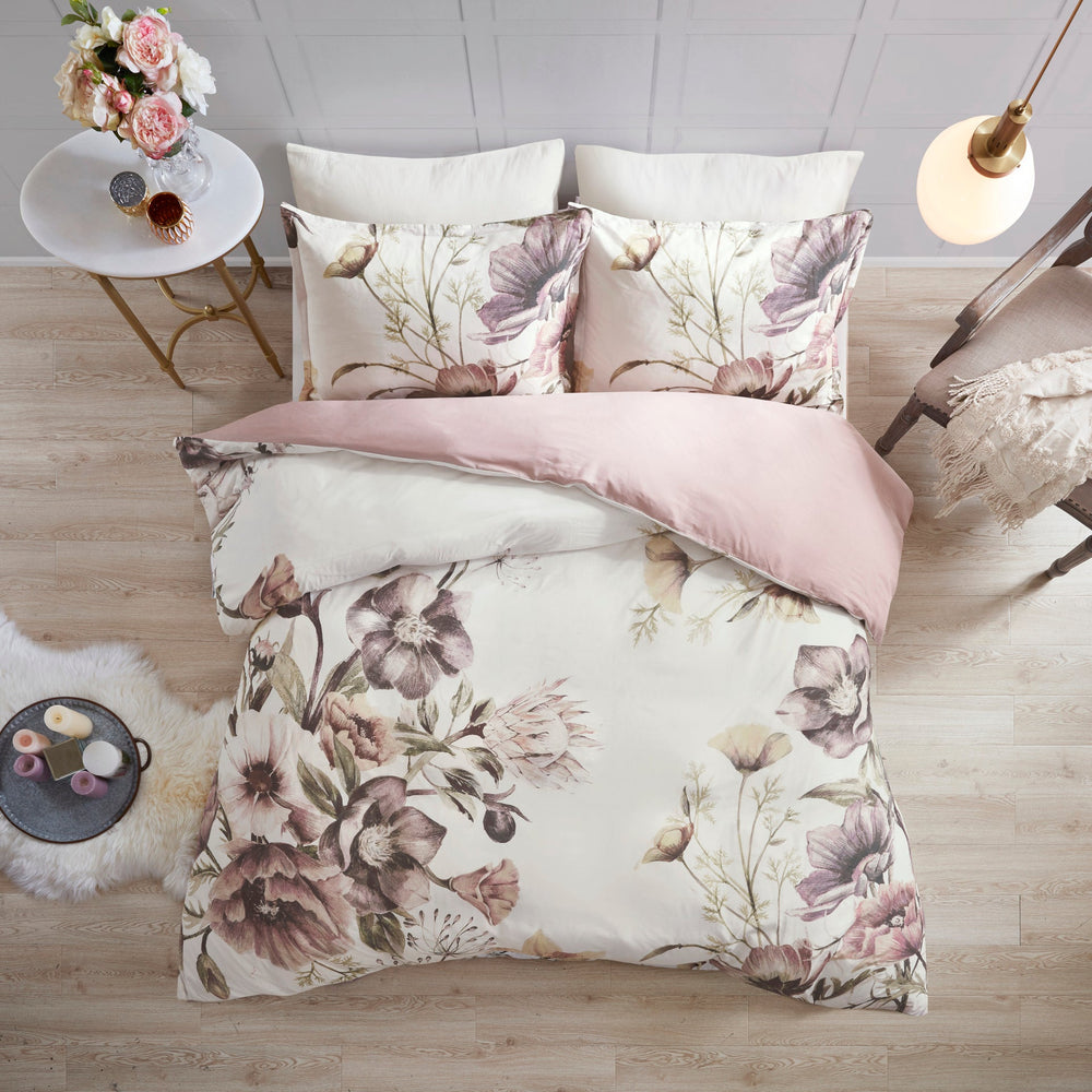 King/Cal King 3 Piece Cotton Printed Duvet Cover Set Media 5