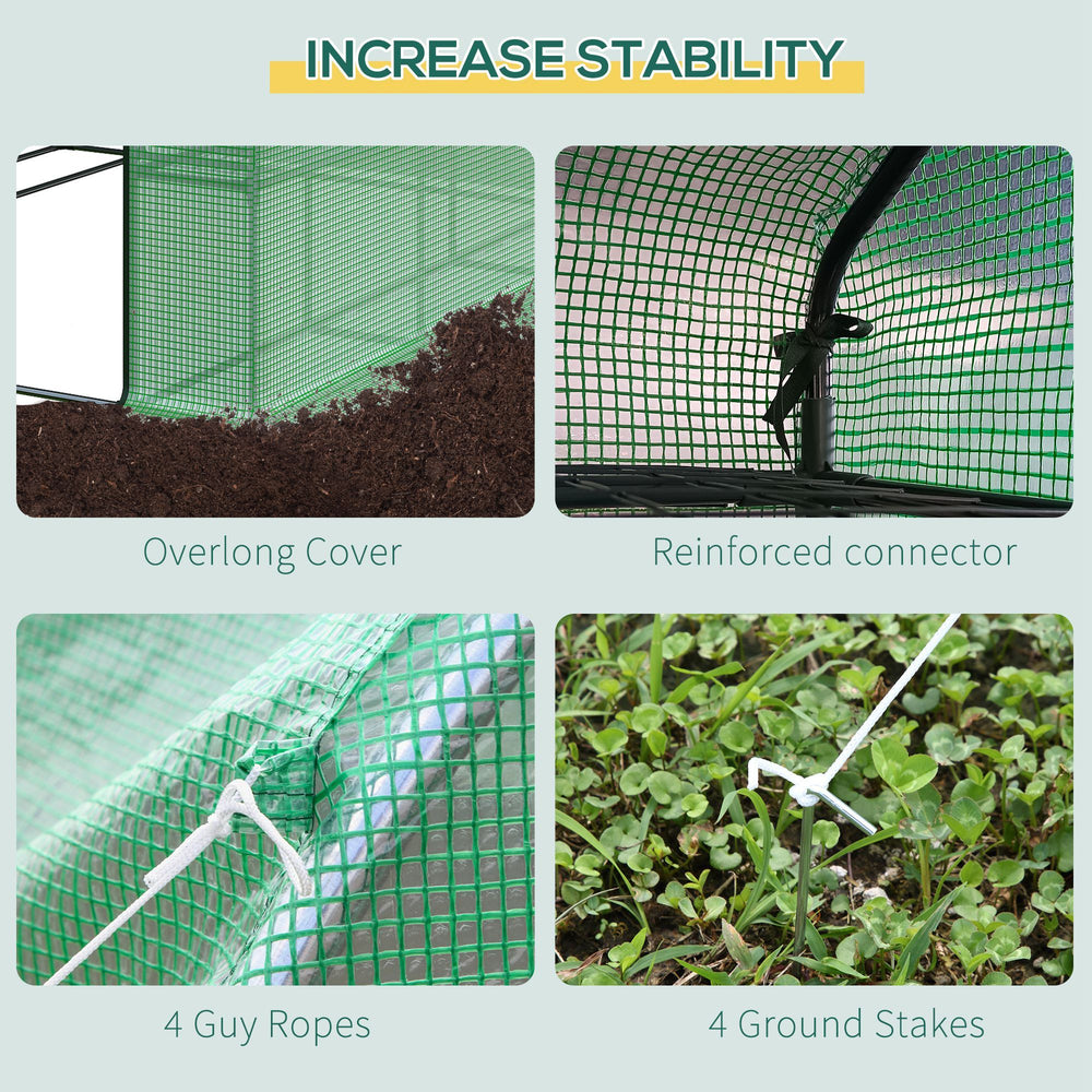 Walk-in Greenhouse for Outdoors with Roll-up Zipper Door, 18 Shelves, PE Cover, Small & Portable Build, Heavy Duty Humidity Seal, 95.25' x 70.75' x 82.75', Green Media 7