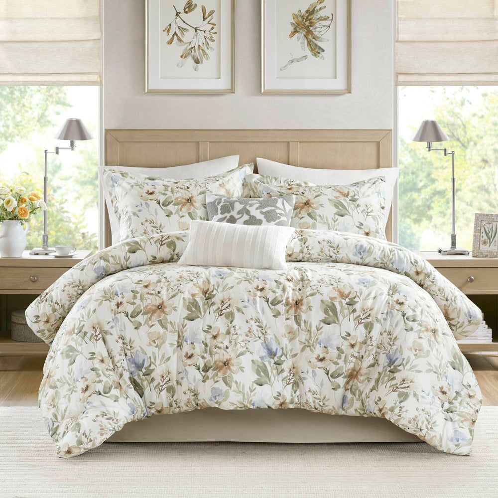 6PCS Cal King Cotton Sateen Print Oversized Comforter Set Media 17