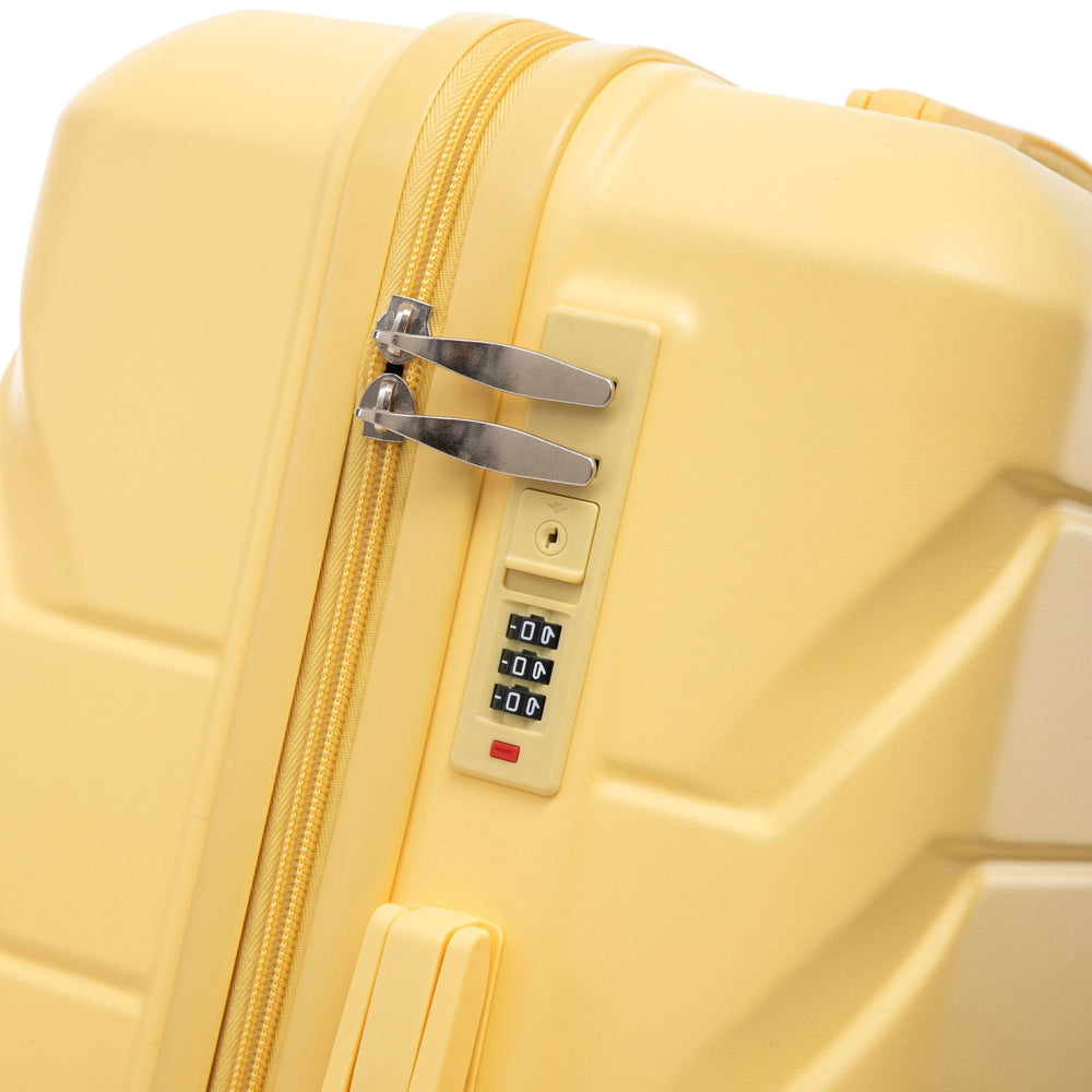 ABS Luggage Set Spinner Wheel 3-Piece Yellow Waterproof Travel Case 20 24 28 Inch Media 13
